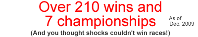 Shadow's Black Magic racing shocks have 210 Feature Wins as of 12/2009 
